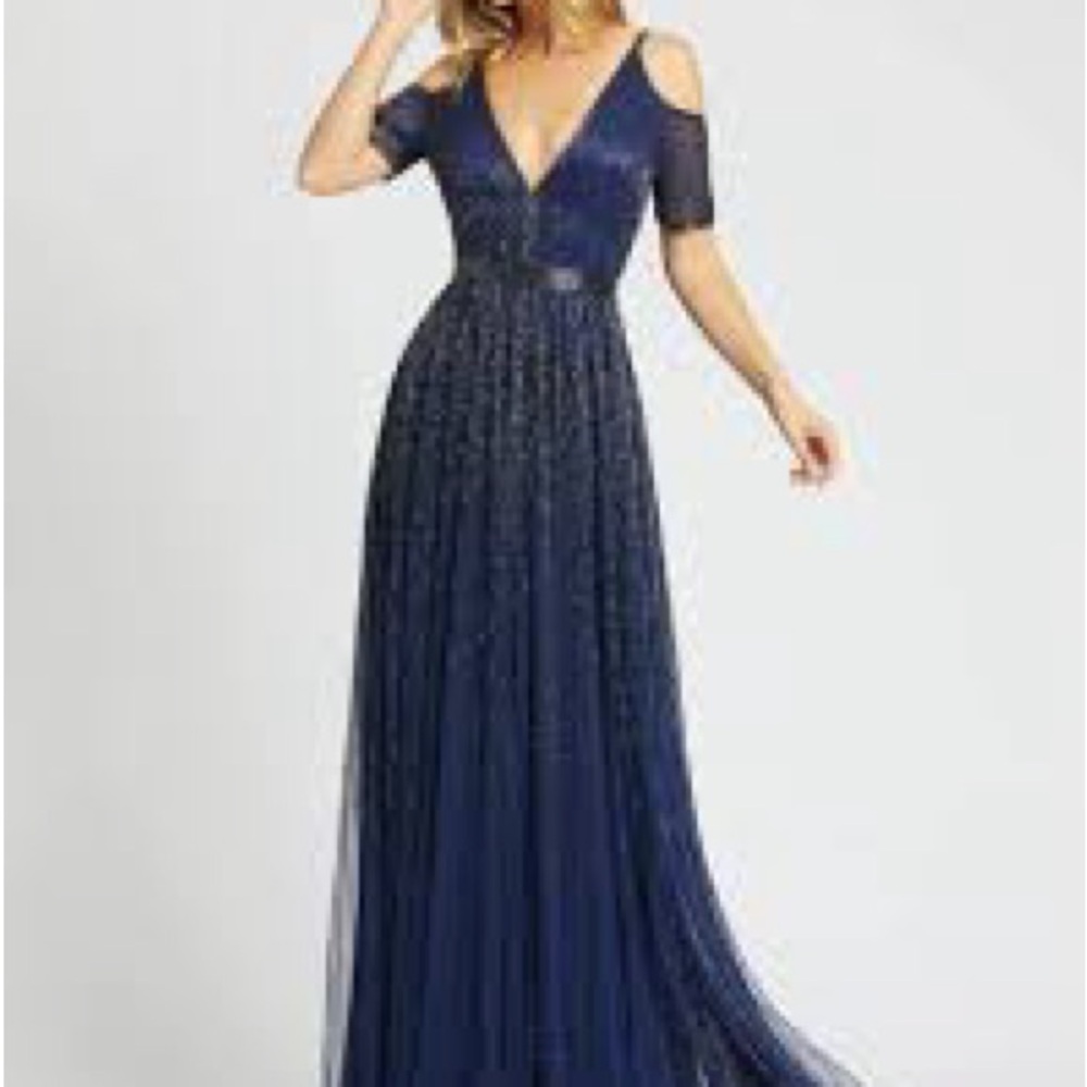 Mac Duggal Blue sequin gown Style #5175